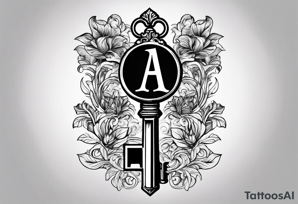 Simple vintage key for him, incorporate the letter a tattoo idea