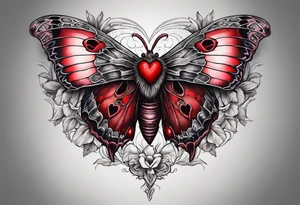Death moth on top of 
Anatomical Heart, bleeding tattoo idea