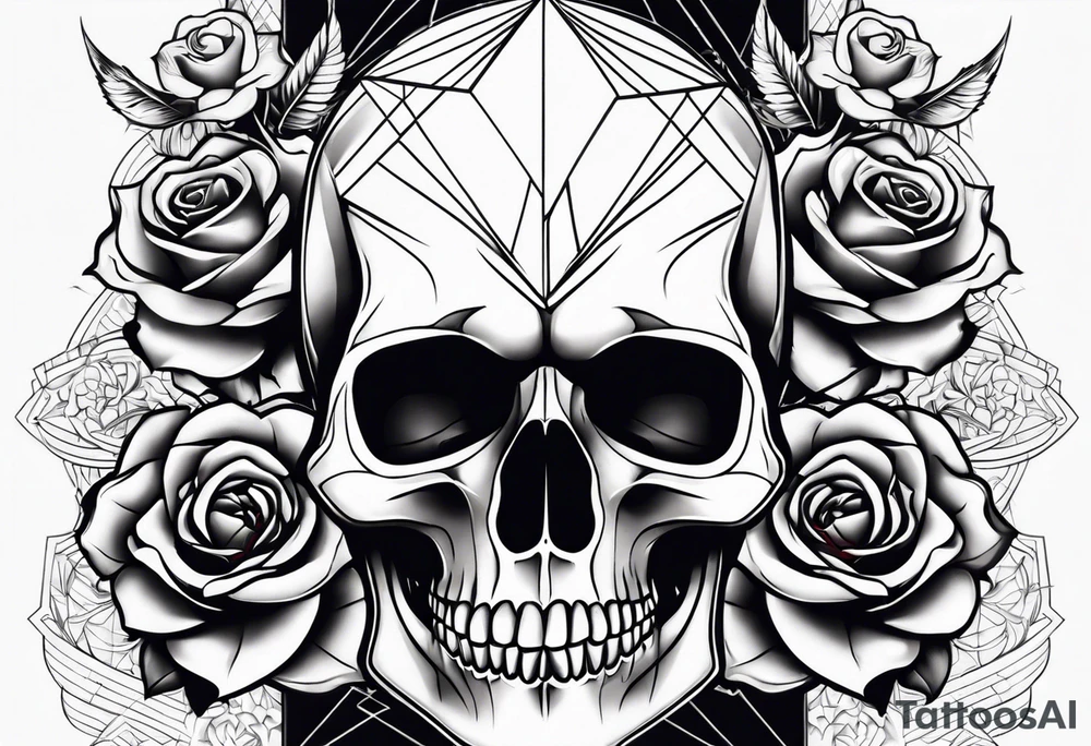 skull and roses tattoo idea