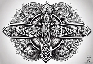 ankh mixed maori for whole arm tattoo idea