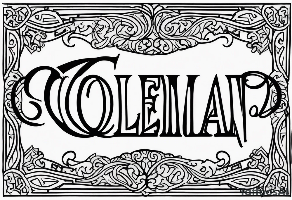 the word coleman in old english font tattoo idea