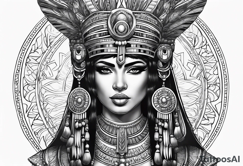 cleopatra with headdress tattoo idea