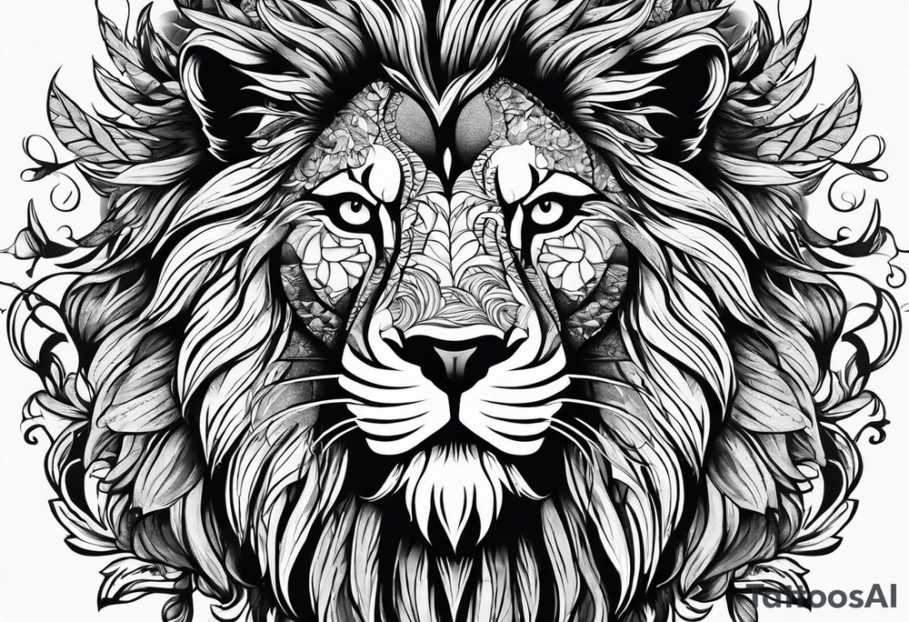 1 Eagle, 1 wolf, and 1 Lion tattoo idea