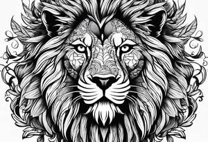 1 Eagle, 1 wolf, and 1 Lion tattoo idea