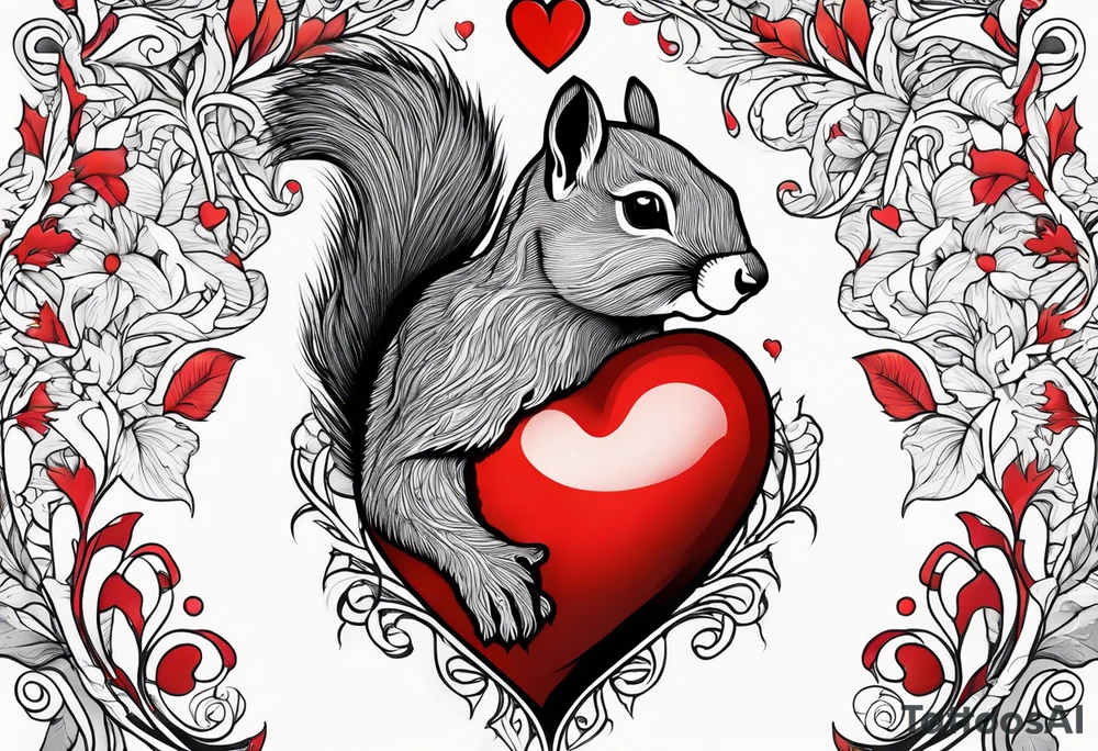 Heart with squirrel tattoo idea
