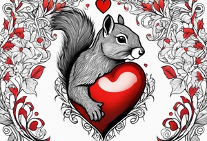 Heart with squirrel tattoo idea
