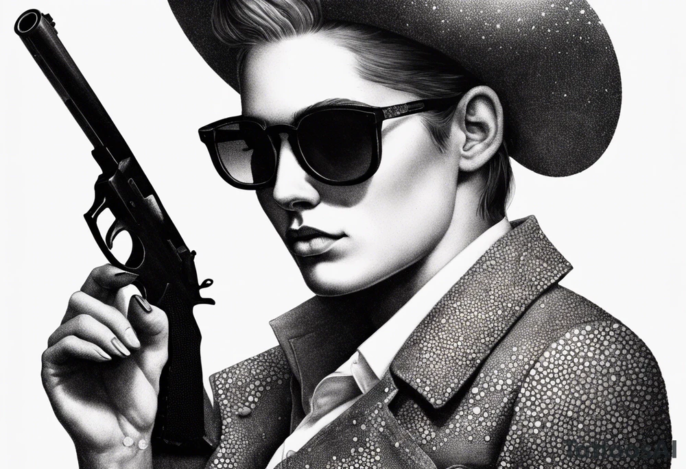 capricorn with sunglasses and gun tattoo idea