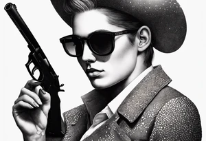 capricorn with sunglasses and gun tattoo idea
