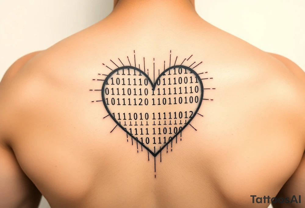 Tattoo of a binary code forming the shape of a heart tattoo idea