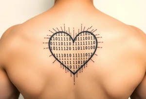 Tattoo of a binary code forming the shape of a heart tattoo idea