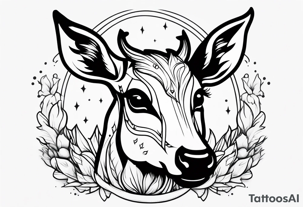 sad crying fawn simple tattoo idea