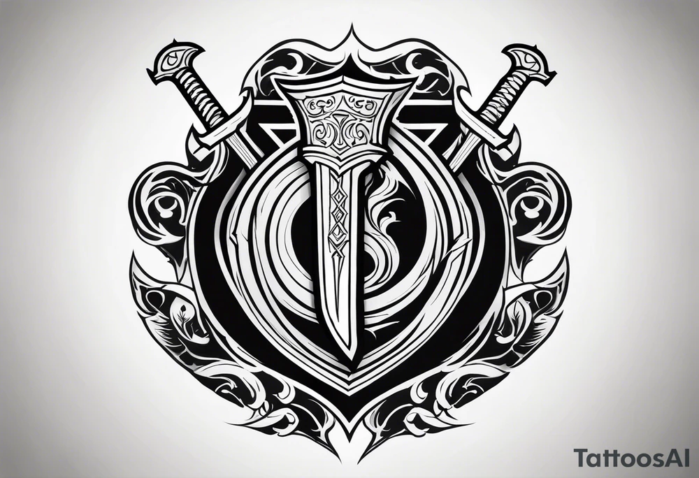 Valhalla sword shield tattoo idea