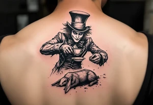 The mad hatter pouring tea on the dead rabbit tattoo idea