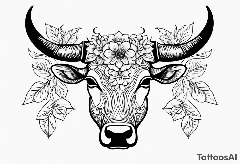 floral steer head with “well the devil can scrap but the lord has won” written under it in cursive tattoo idea