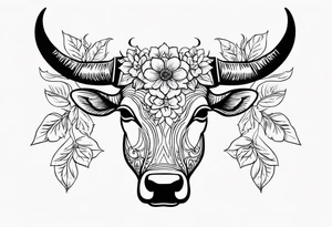 floral steer head with “well the devil can scrap but the lord has won” written under it in cursive tattoo idea