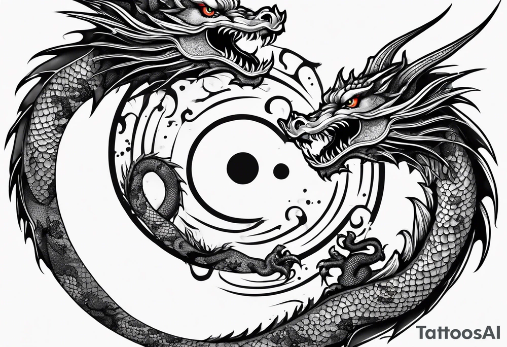 Yin and yang as a dragon tattoo idea
