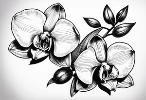 Cymbidium orchid with 2 roses tattoo idea
