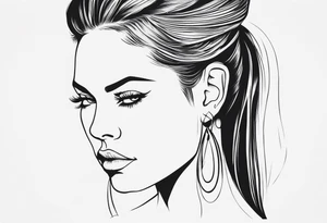 Human head with pointed ears long hair tattoo idea