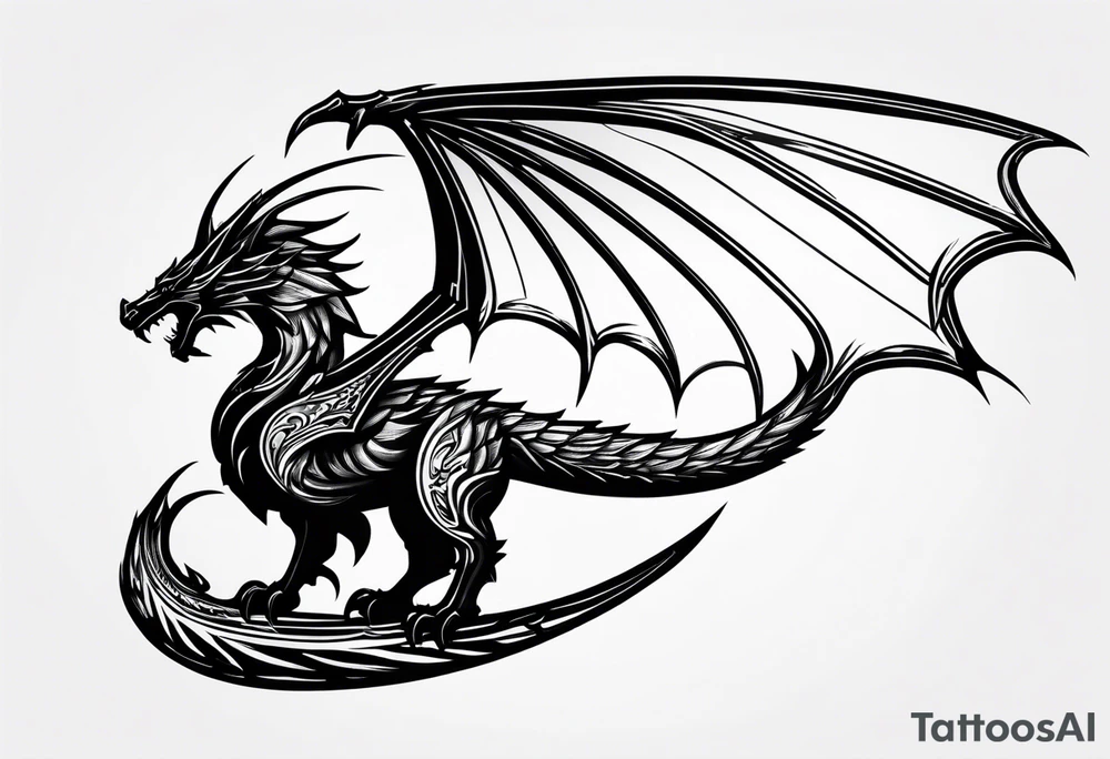 Silhouette minimal wyvern tattoo idea