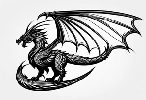 Silhouette minimal wyvern tattoo idea