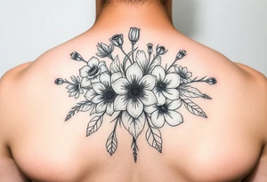 A bouquet of flowers for the months of January , February,  March, April,  May, June, August tattoo idea