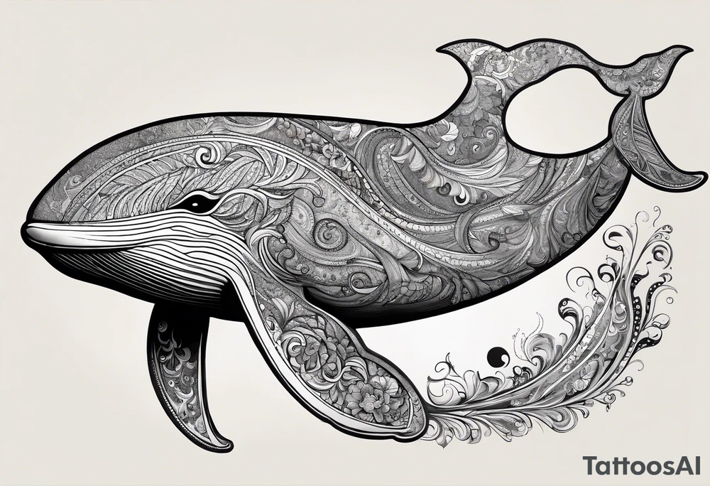 Breaching whale paisley tattoo idea