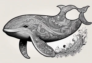 Breaching whale paisley tattoo idea