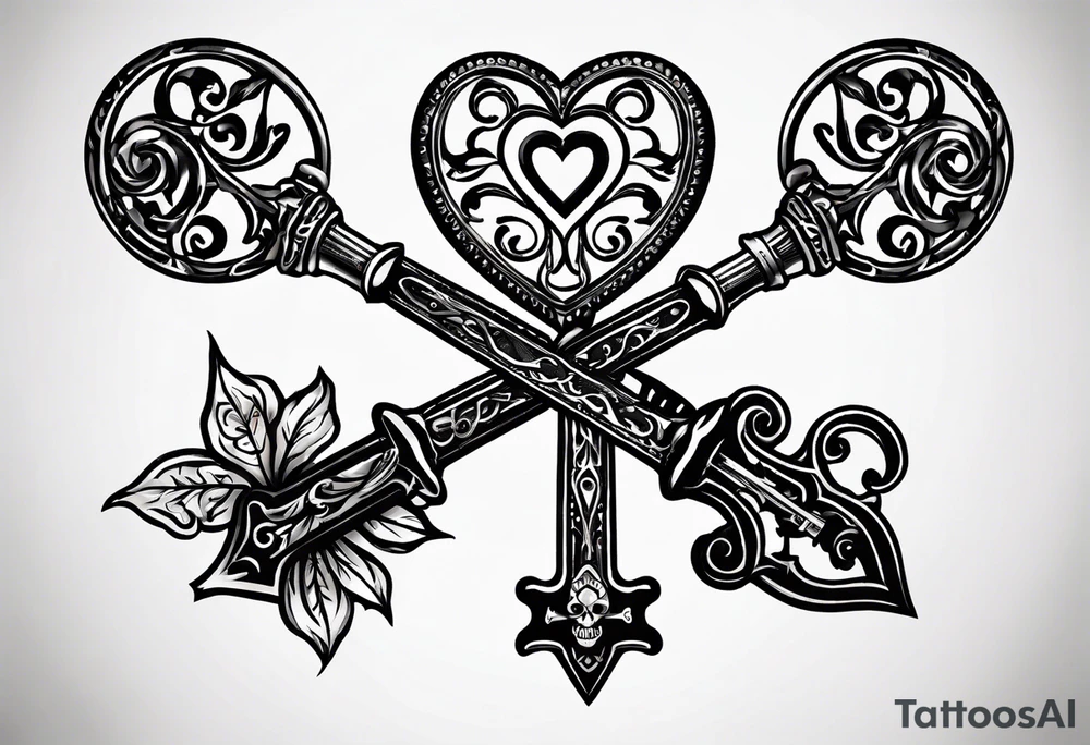 heart shaped skeleton key made of metal with the year 2016 included in the design. tattoo idea