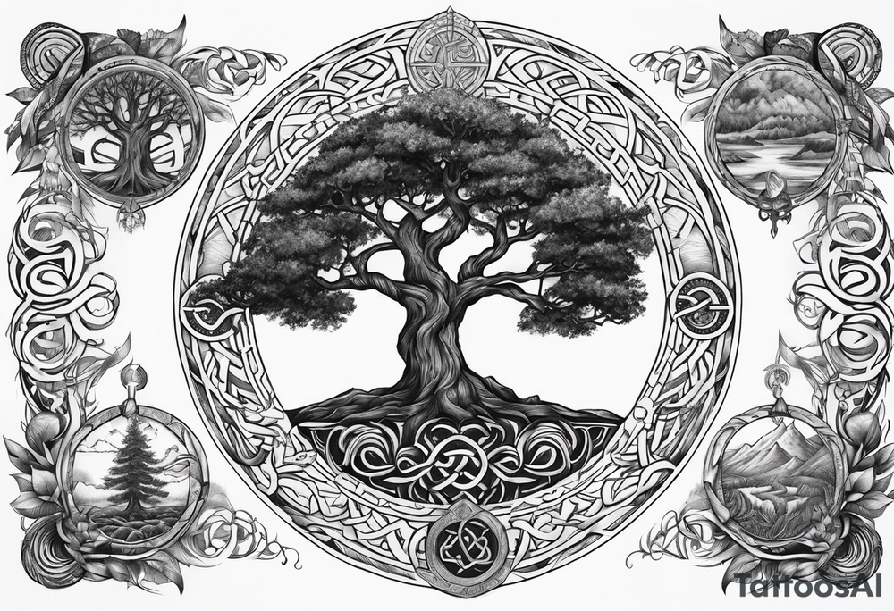 Viking Tree of Life with the nine realms tattoo idea