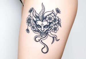 Medusa head flowers snakes tattoo idea