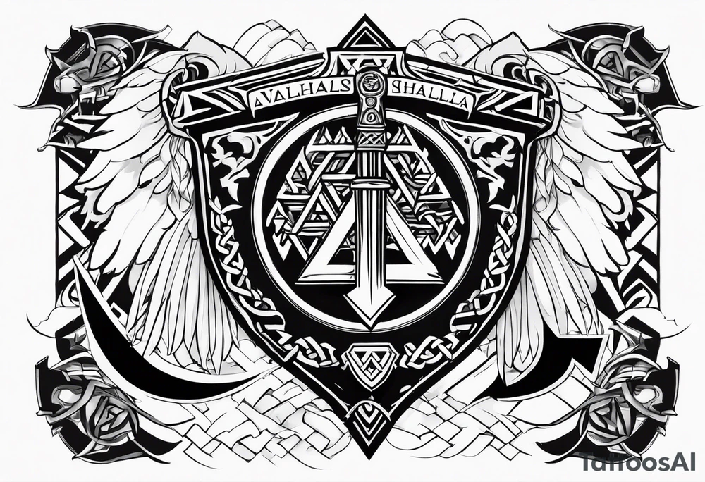 Valhalla steps shield sword axe Valknut chains tattoo idea Valhalla steps shield sword axe Valknut chains tattoo idea
