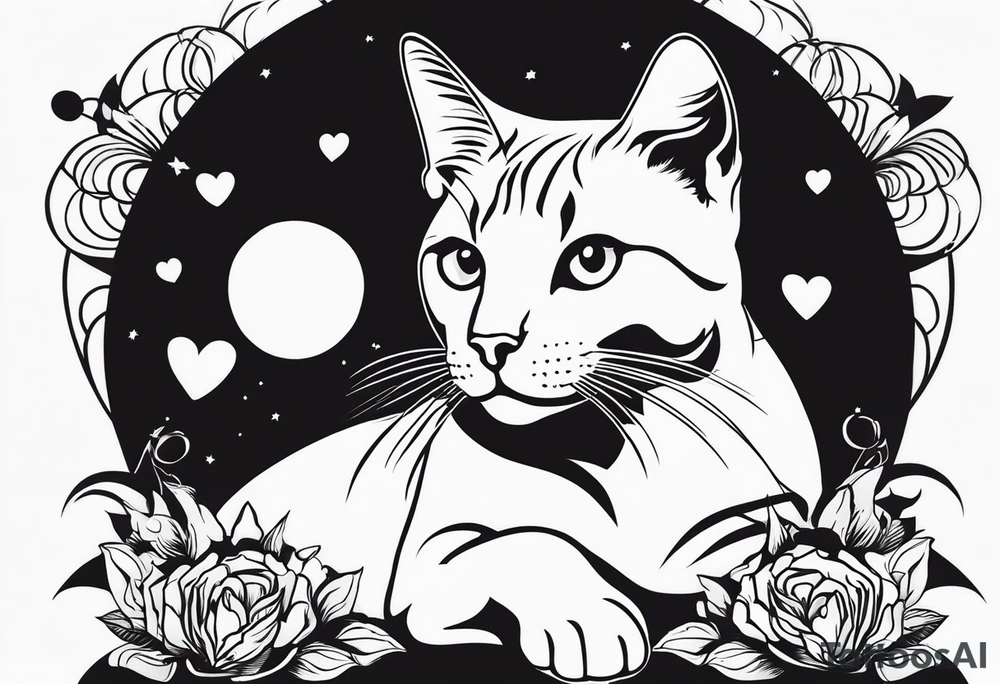 Черная кошка с крыльями бабочки tattoo idea