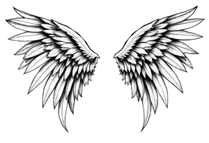 Realistic angelwings very long tattoo idea