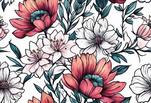 wildflower minimalist bouquet tattoo idea