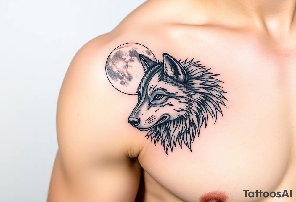 wolf,full moon. tattoo idea