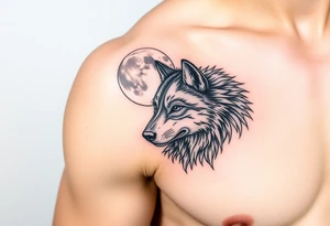wolf,full moon. tattoo idea