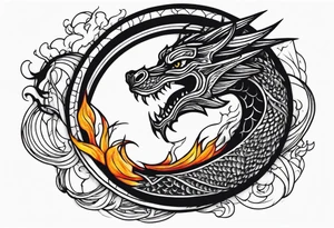 Fire breathing dragon around wrist tattoo idea
