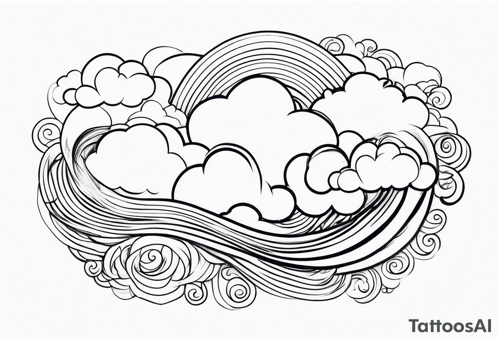 heaven clouds swirl vignette tattoo idea