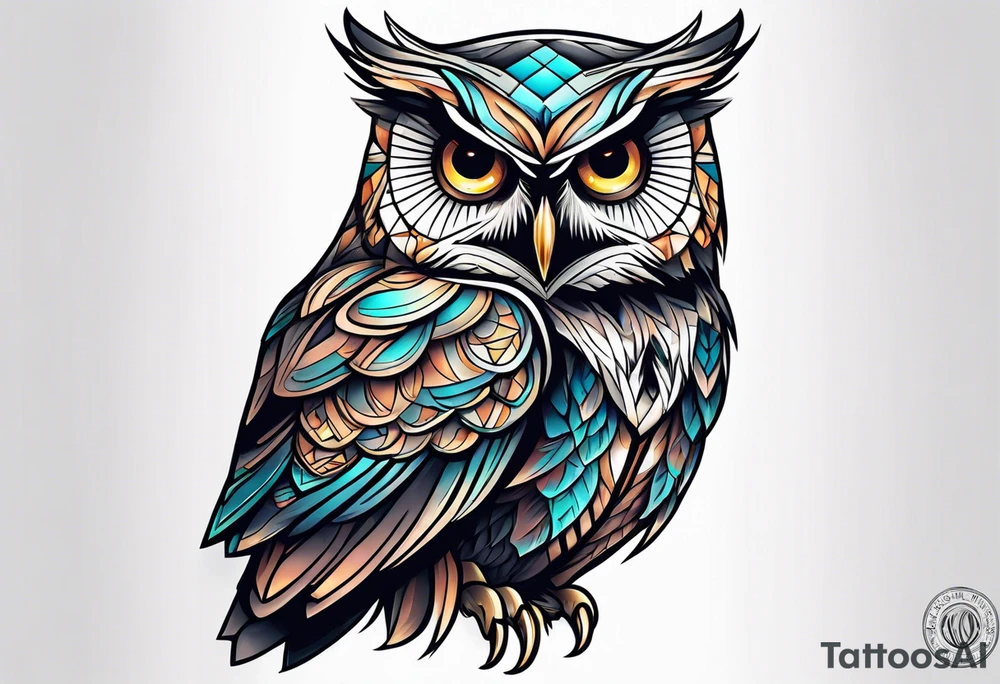 Owl with eyes tattoo idea