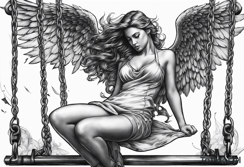 fallen angel on swing tattoo idea