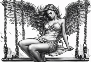 fallen angel on swing tattoo idea