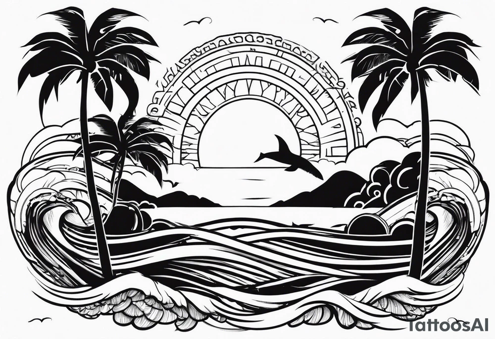 Palm trees and ocean tattoo idea
