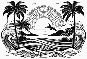 Palm trees and ocean tattoo idea