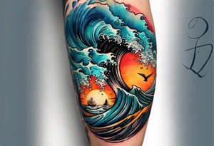 an half sleeve for my lower left leg that is completely rough ocean water tattoo idea