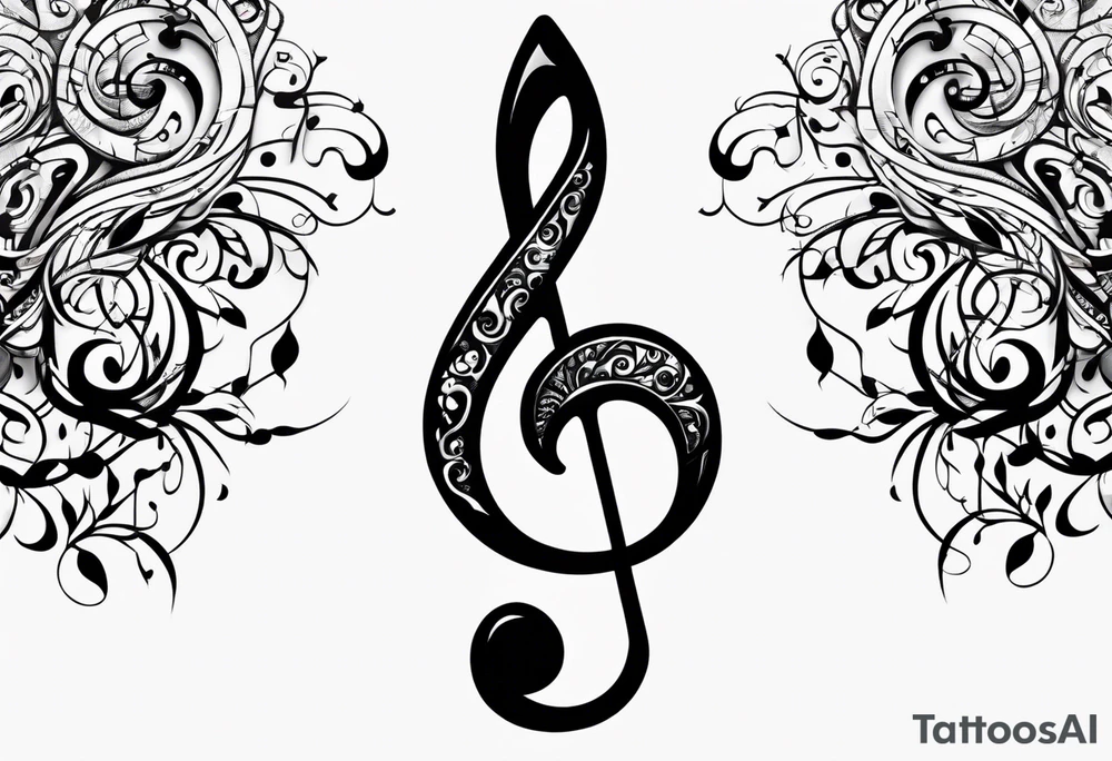 music note sleeve tattoo idea