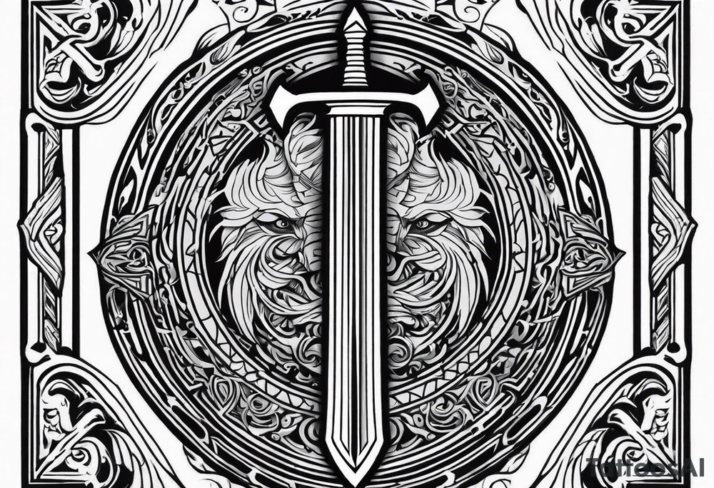 Valhalla scene sword shield tattoo idea