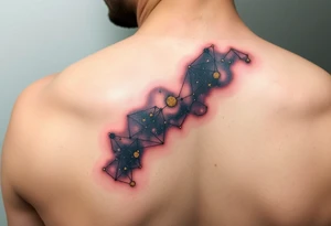 constellations in the galaxy with gold tint tattoo idea