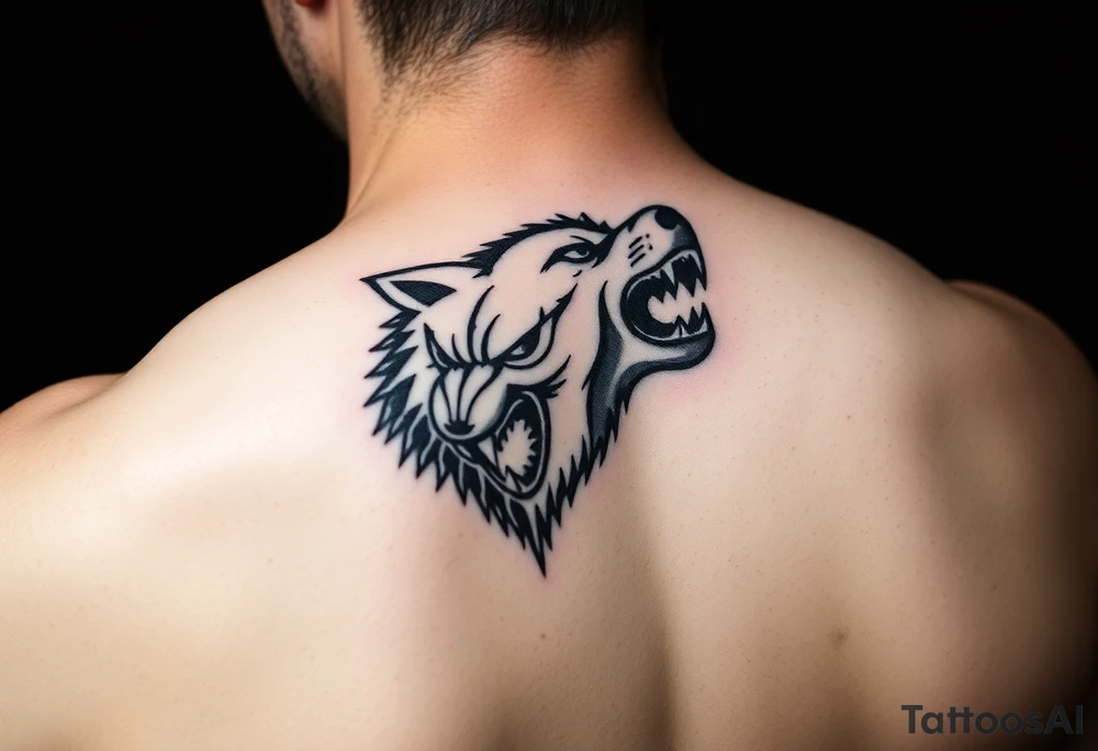 wolf head snarling tattoo idea