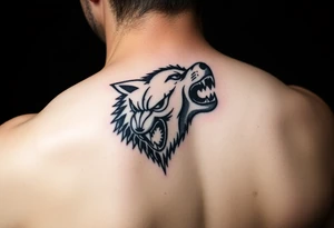 wolf head snarling tattoo idea