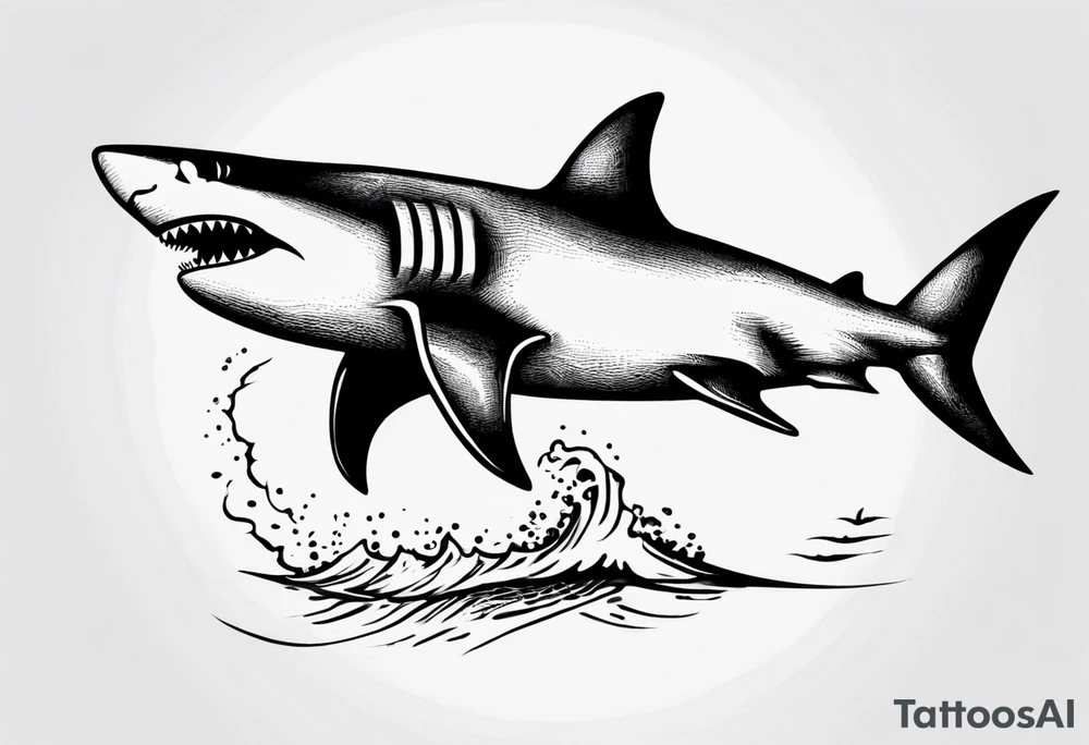 shark flying on a skateboard tattoo idea